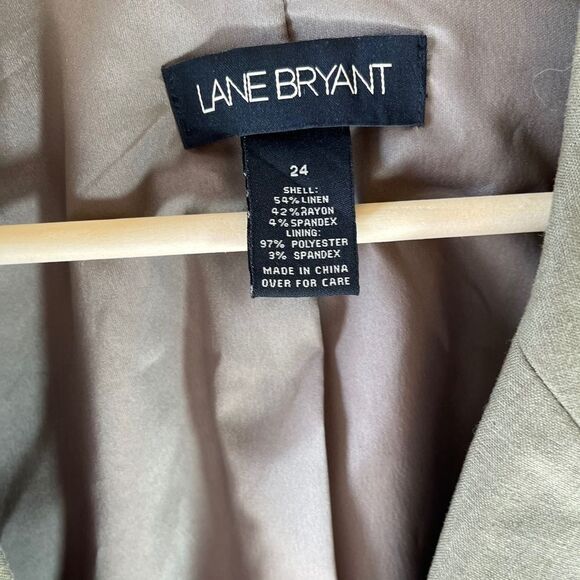 Lane Bryant Khaki Green Linen Blend Blazer Sz 24 - Picture 2 of 4
